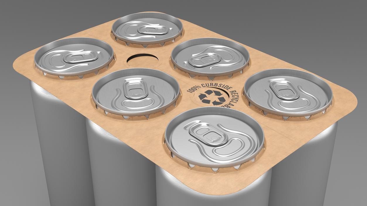 Beverage Packaging for 6 Pack Beer Cans 3D model