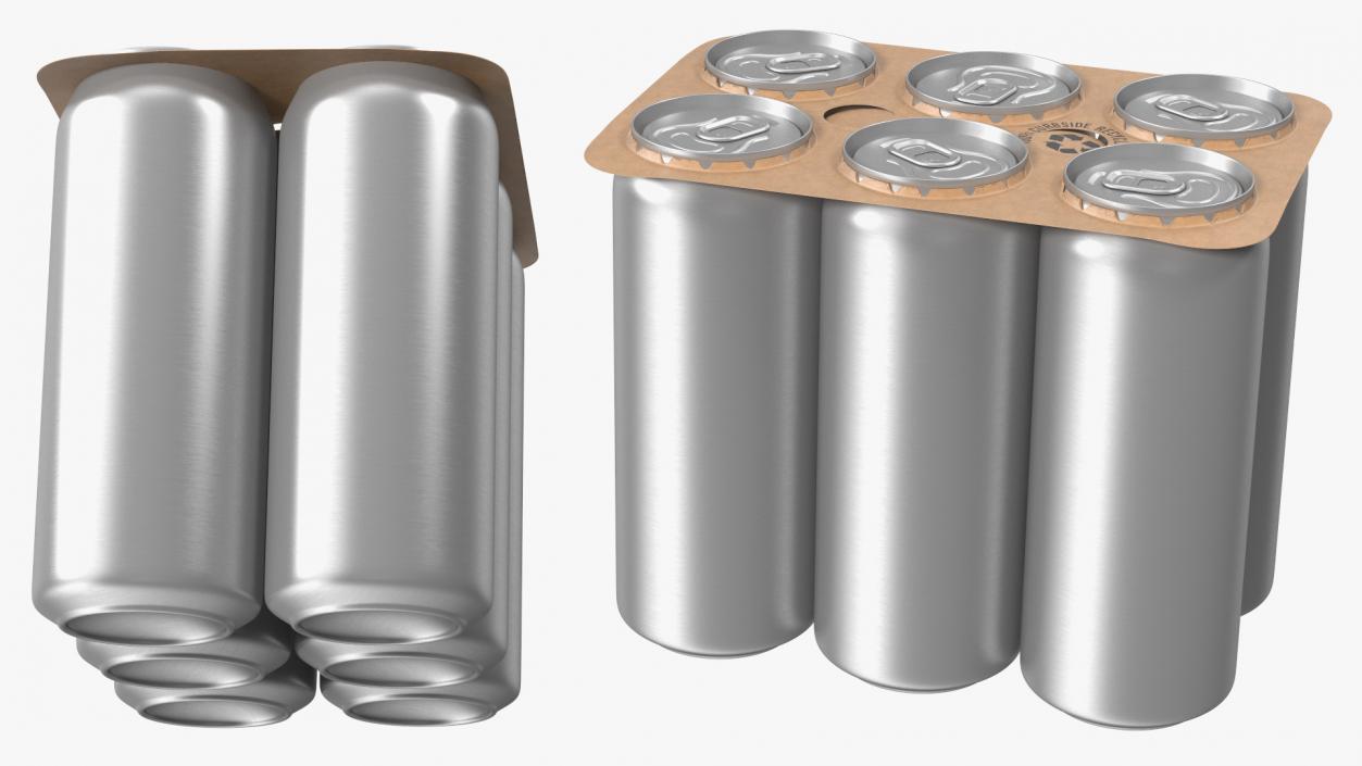 Beverage Packaging for 6 Pack Beer Cans 3D model