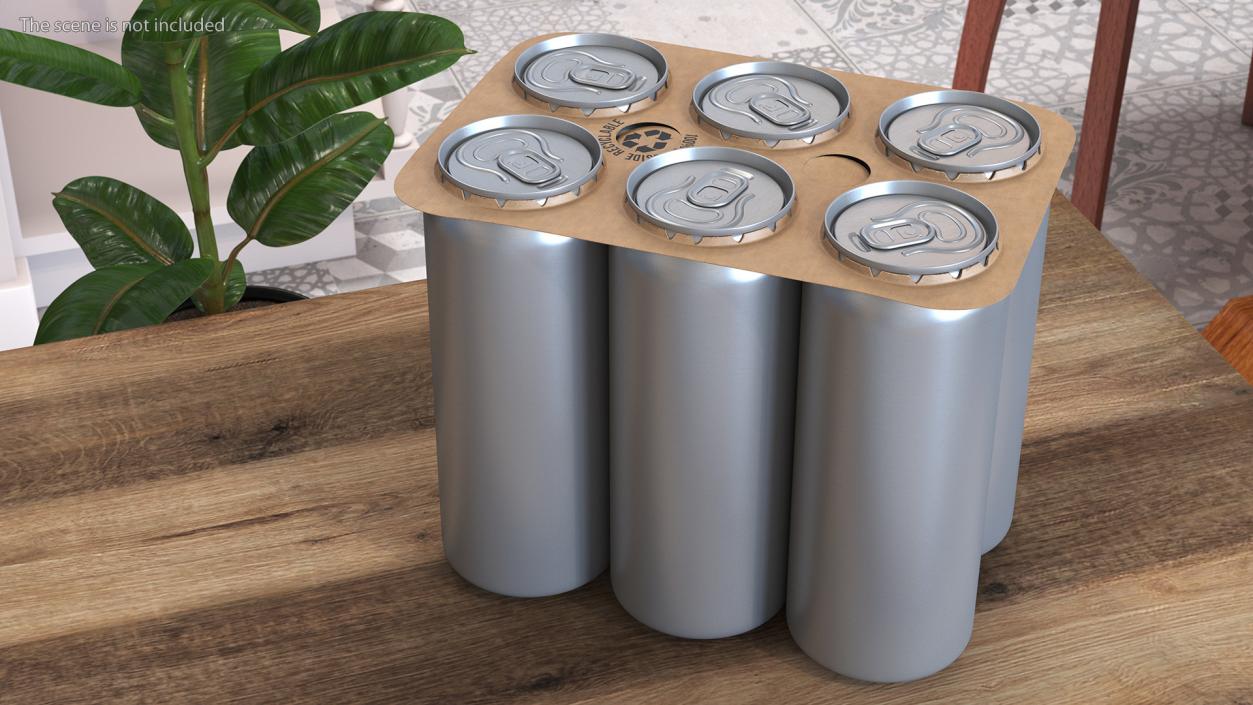 Beverage Packaging for 6 Pack Beer Cans 3D model