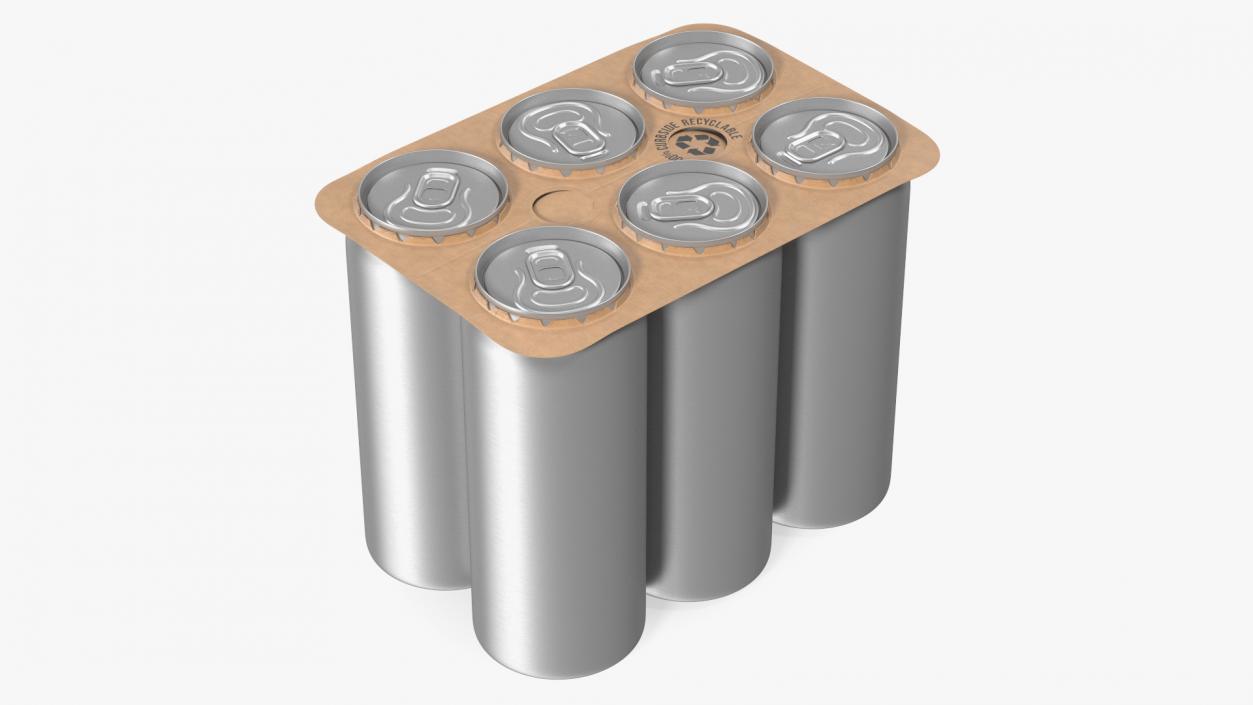 Beverage Packaging for 6 Pack Beer Cans 3D model