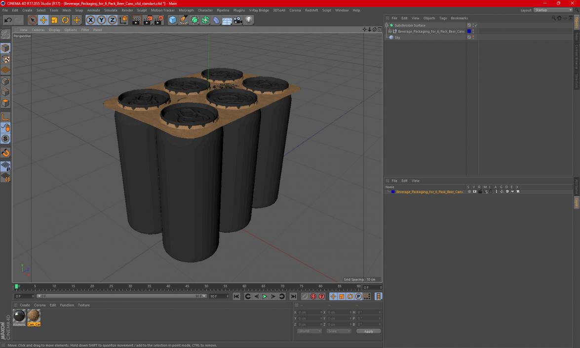 Beverage Packaging for 6 Pack Beer Cans 3D model