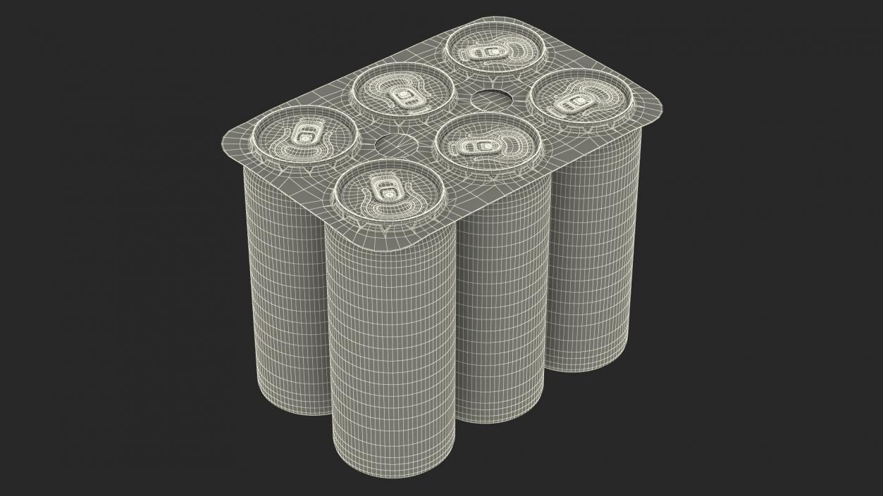 Beverage Packaging for 6 Pack Beer Cans 3D model