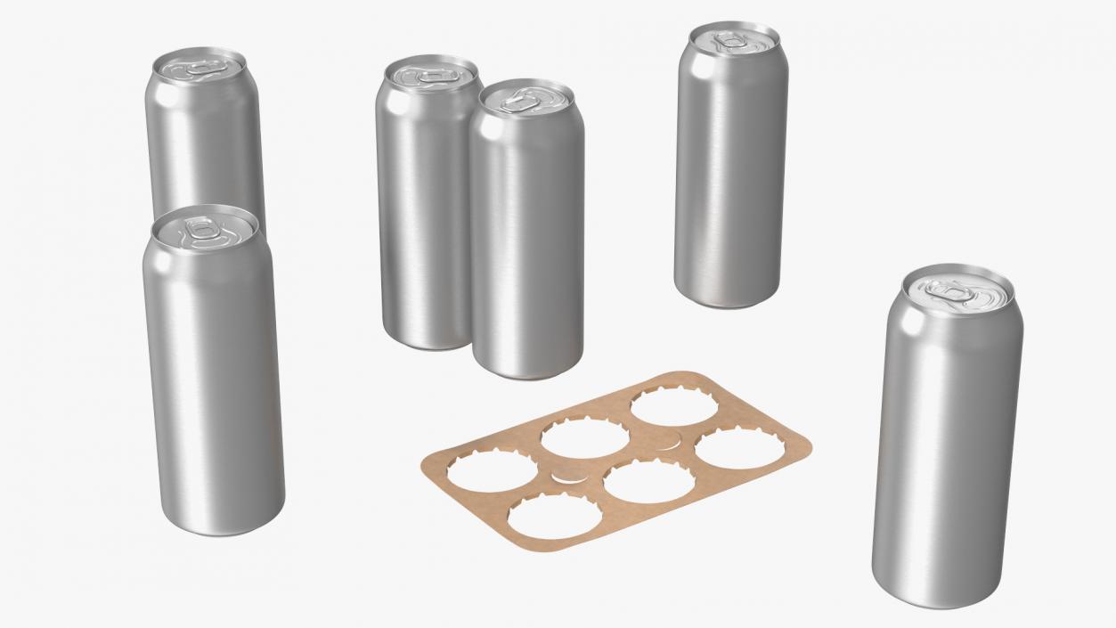 Beverage Packaging for 6 Pack Beer Cans 3D model