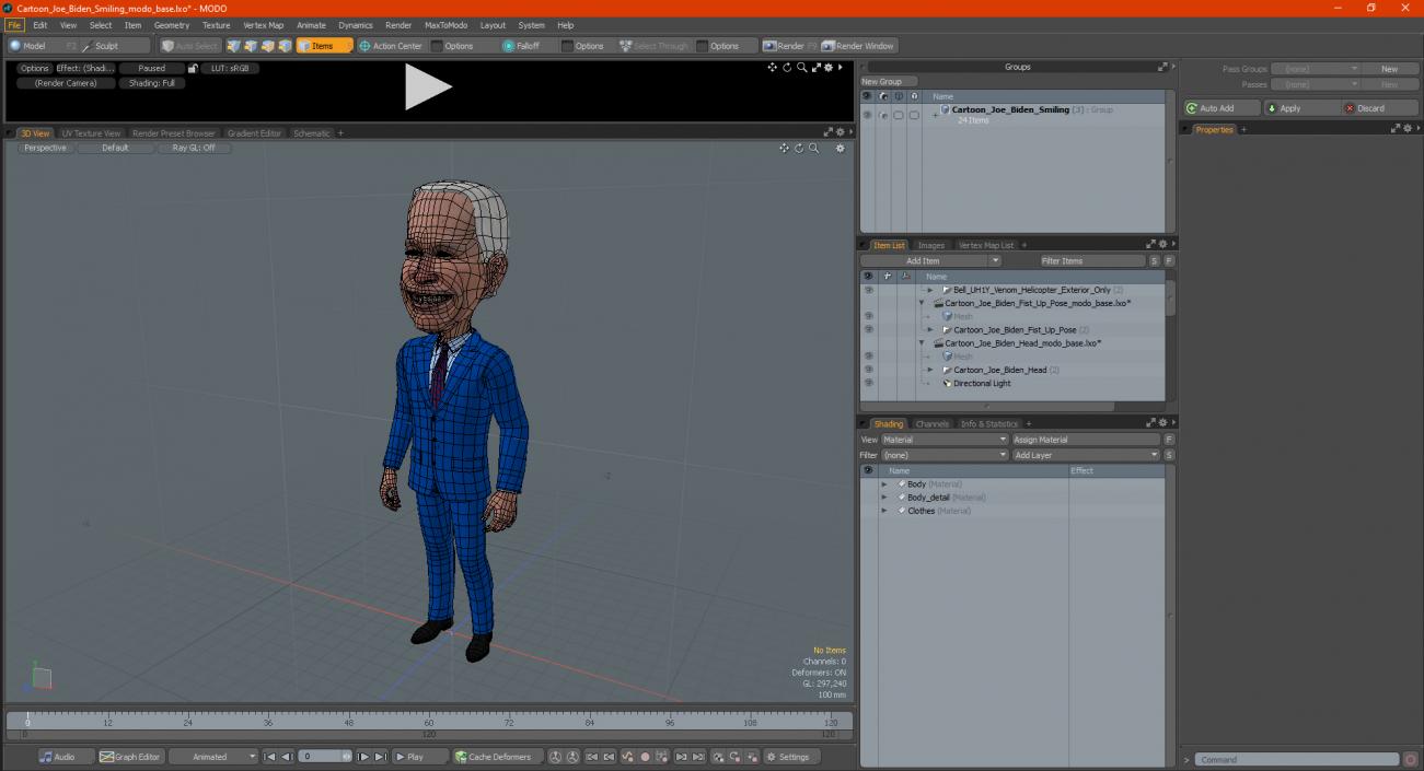 3D model Cartoon Joe Biden Smiling