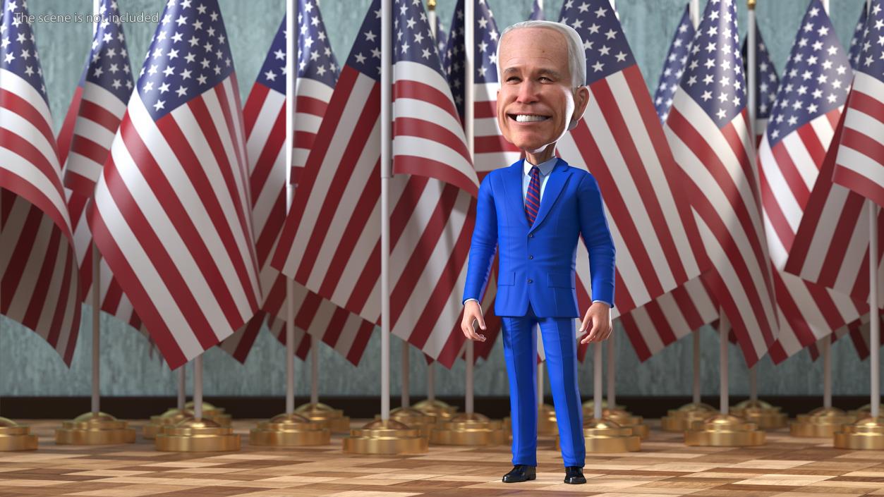 3D model Cartoon Joe Biden Smiling