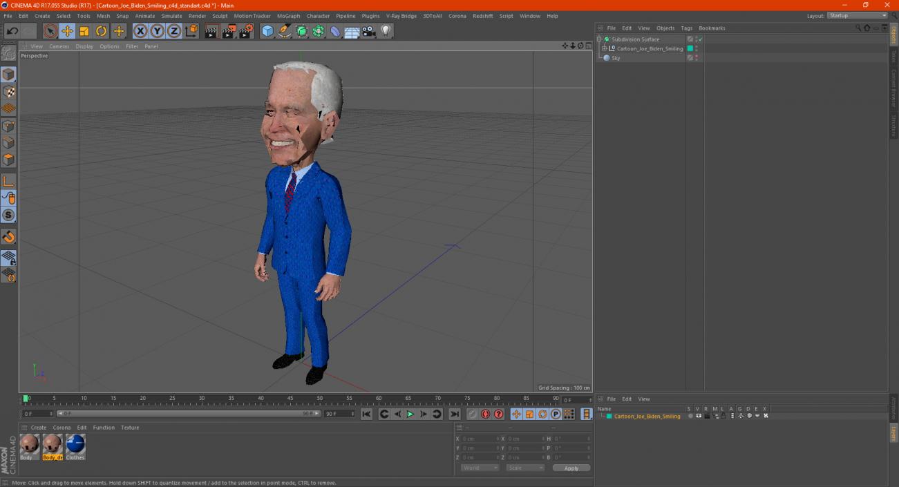 3D model Cartoon Joe Biden Smiling