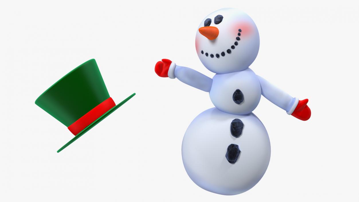 Greeting Cartoon Snowman 3D model