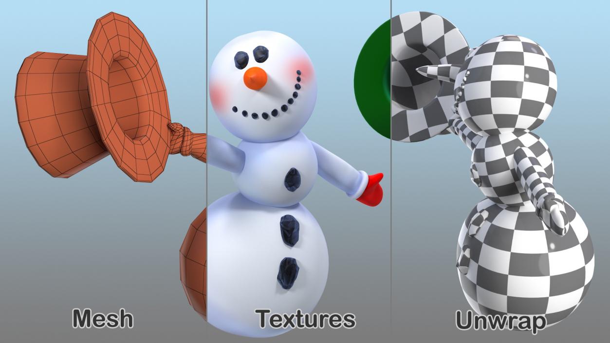 Greeting Cartoon Snowman 3D model