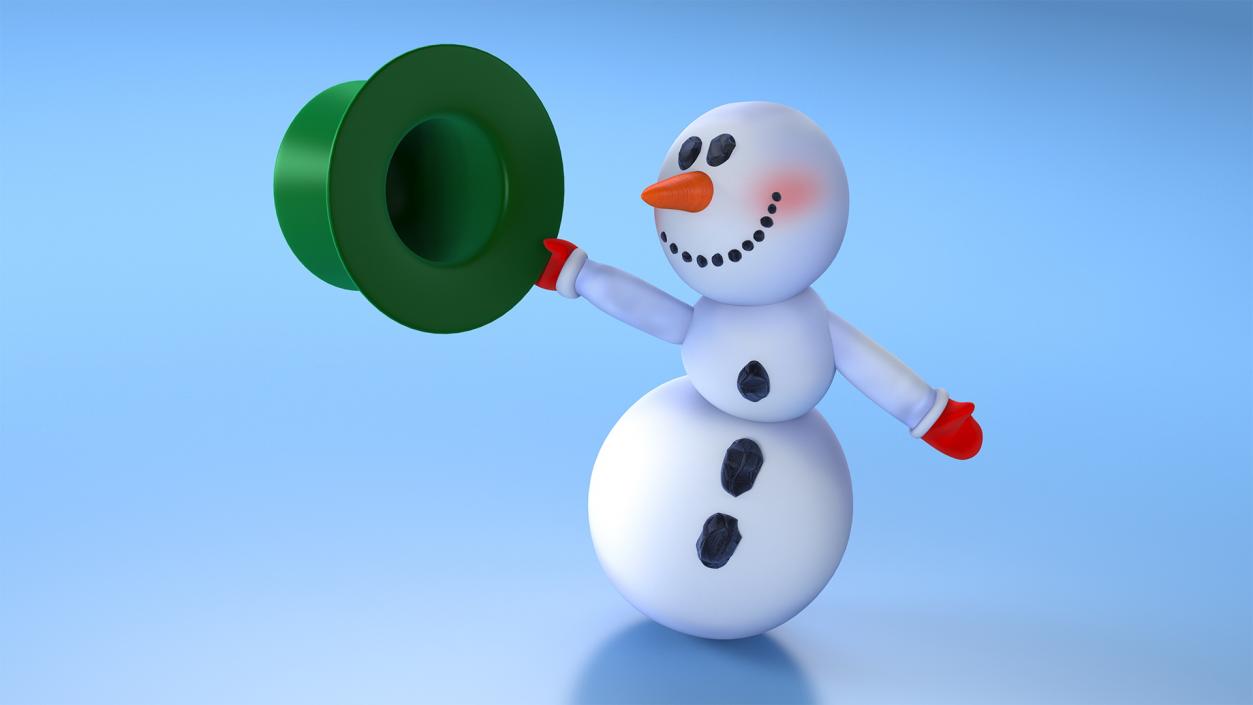 Greeting Cartoon Snowman 3D model