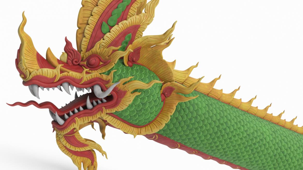 Serpent Dragon God Green 3D model