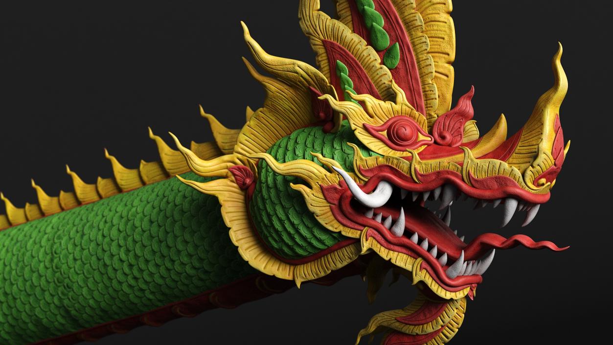 Serpent Dragon God Green 3D model