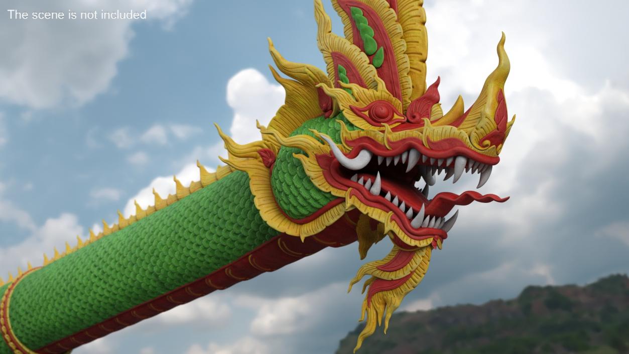 Serpent Dragon God Green 3D model