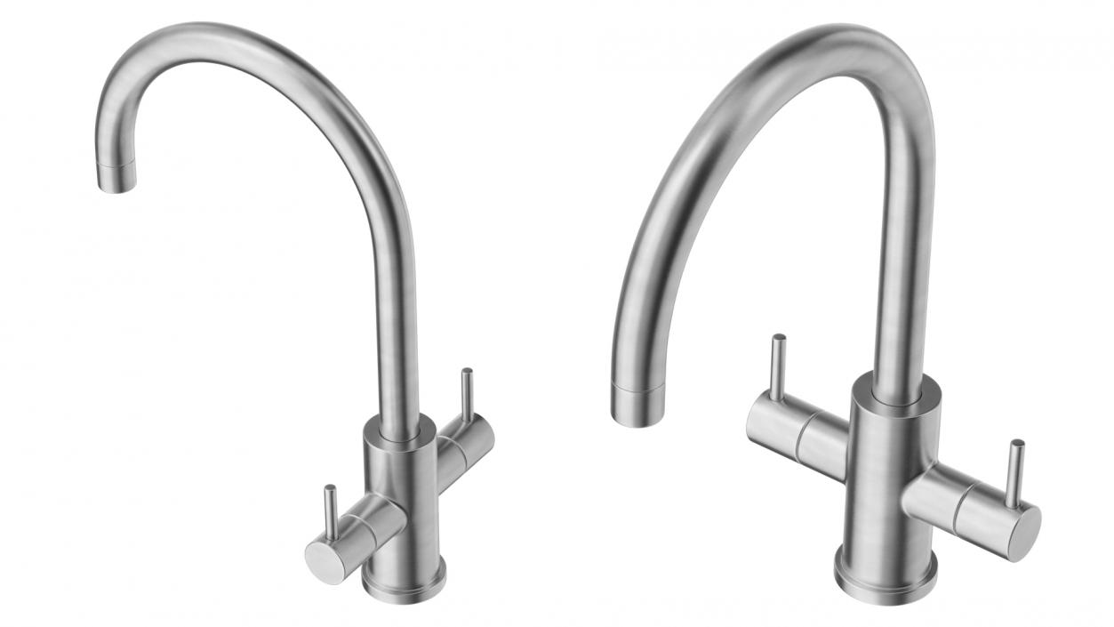 Monobloc Dual Lever Kitchen Mixer Tap 3D