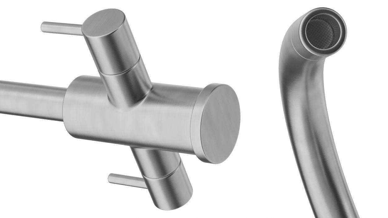 Monobloc Dual Lever Kitchen Mixer Tap 3D