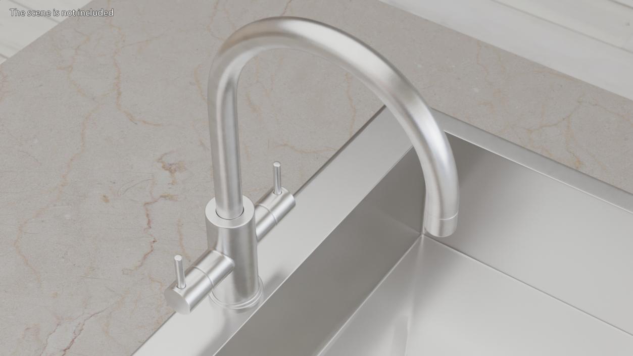 Monobloc Dual Lever Kitchen Mixer Tap 3D