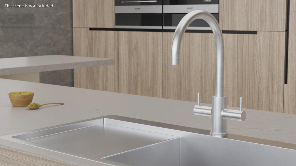 Monobloc Dual Lever Kitchen Mixer Tap 3D