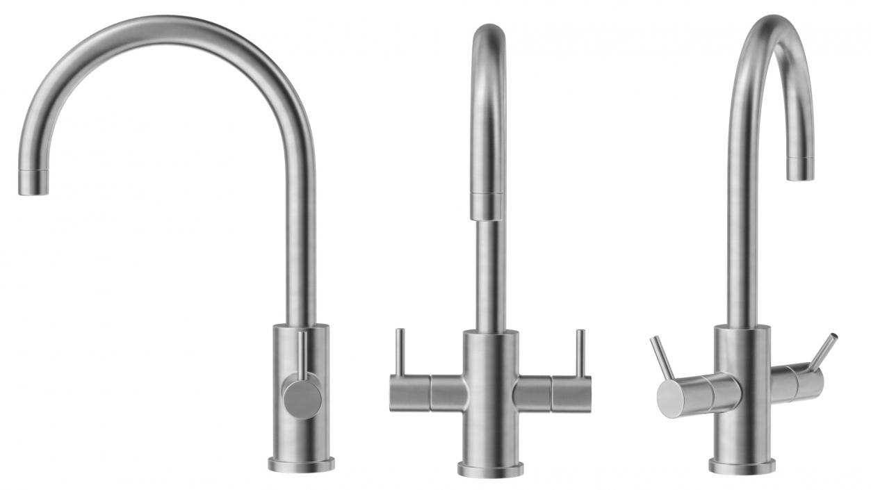 Monobloc Dual Lever Kitchen Mixer Tap 3D