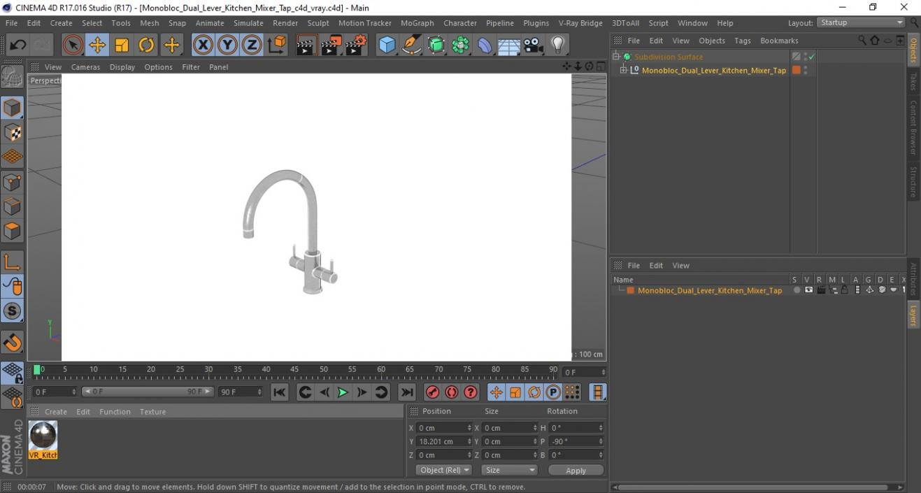 Monobloc Dual Lever Kitchen Mixer Tap 3D