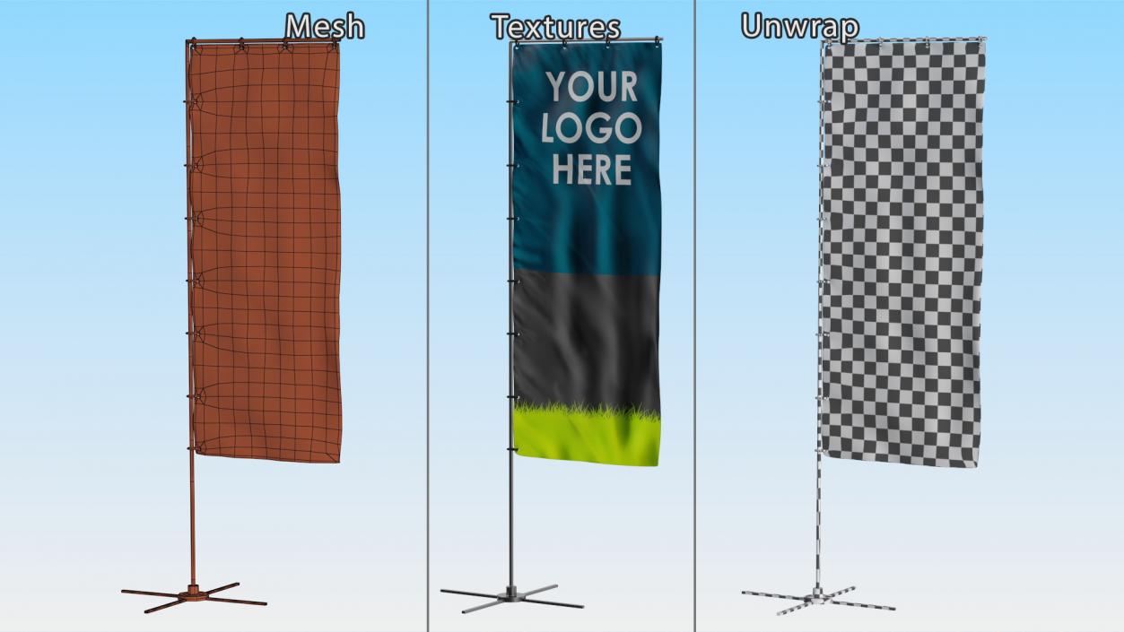 Customizable Vertical Banner Stand 3D model