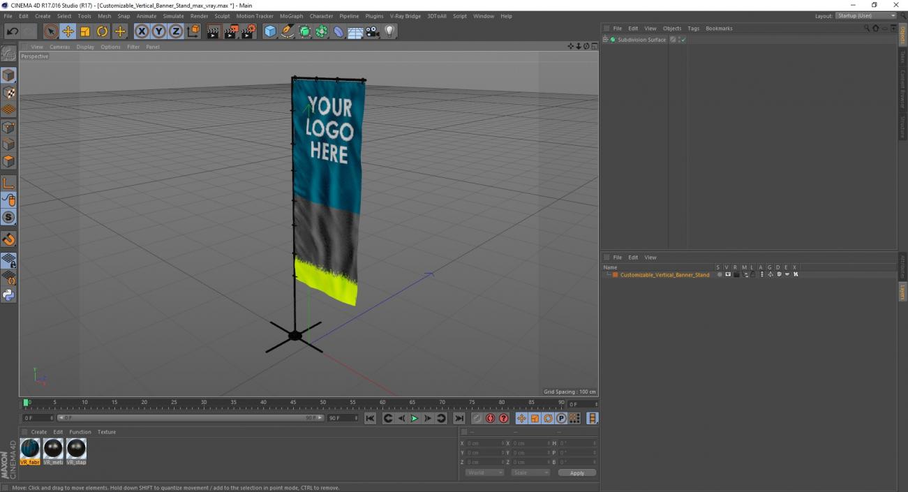 Customizable Vertical Banner Stand 3D model