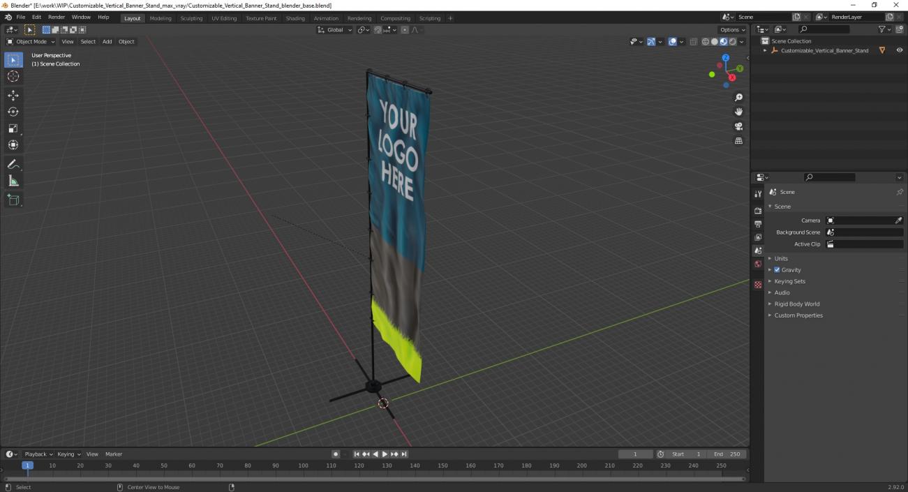 Customizable Vertical Banner Stand 3D model