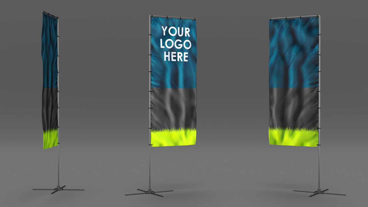 Customizable Vertical Banner Stand 3D model