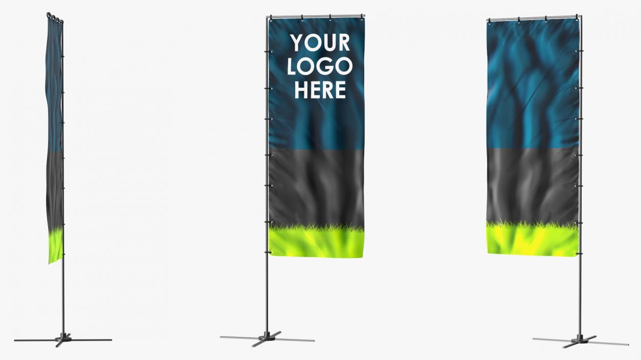 Customizable Vertical Banner Stand 3D model