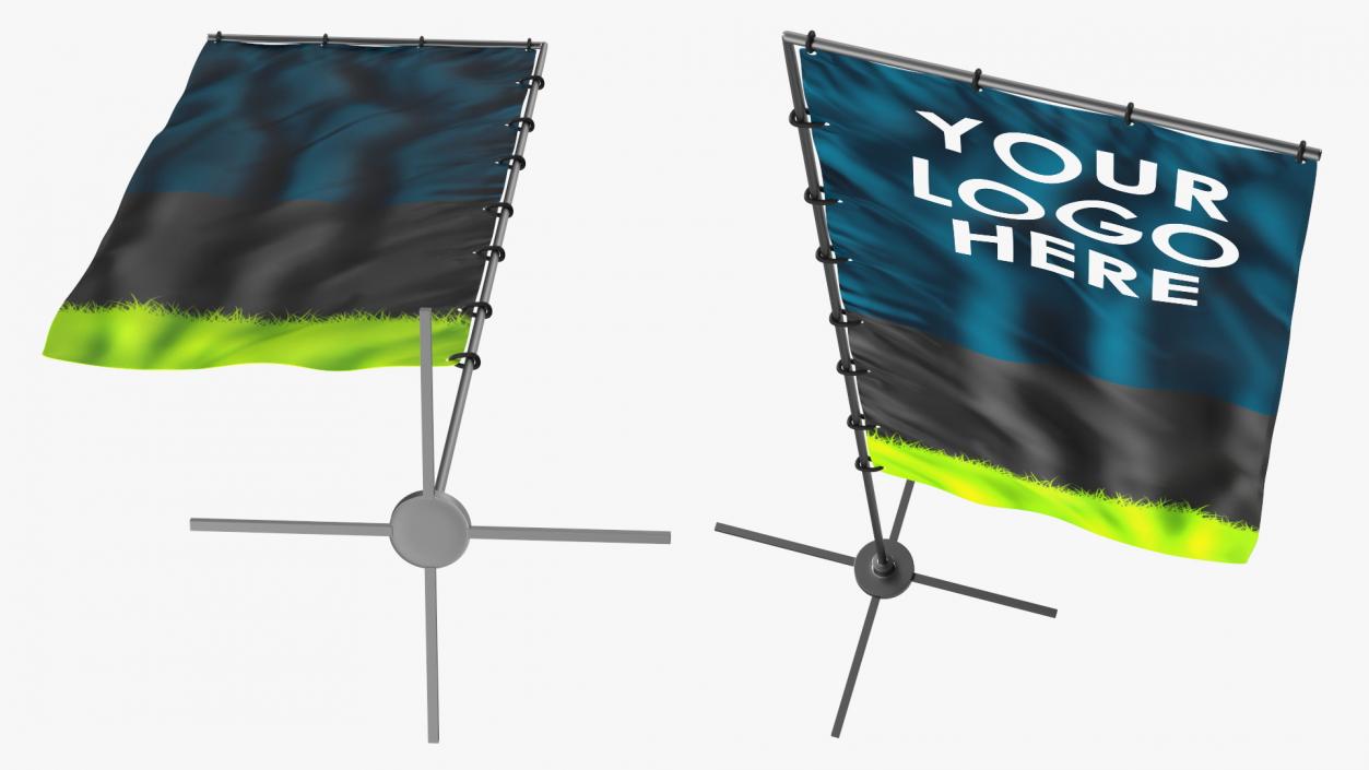 Customizable Vertical Banner Stand 3D model