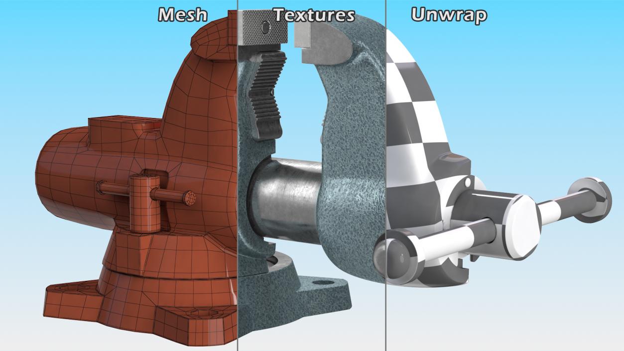 3D Wilton Bench Vise Cross Section Rigged model