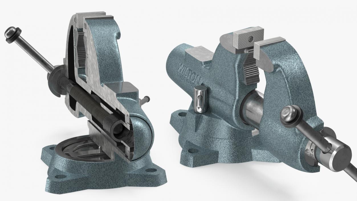 3D Wilton Bench Vise Cross Section Rigged model