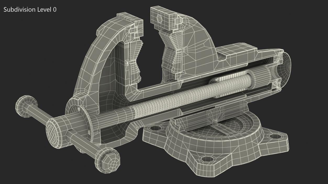 3D Wilton Bench Vise Cross Section Rigged model