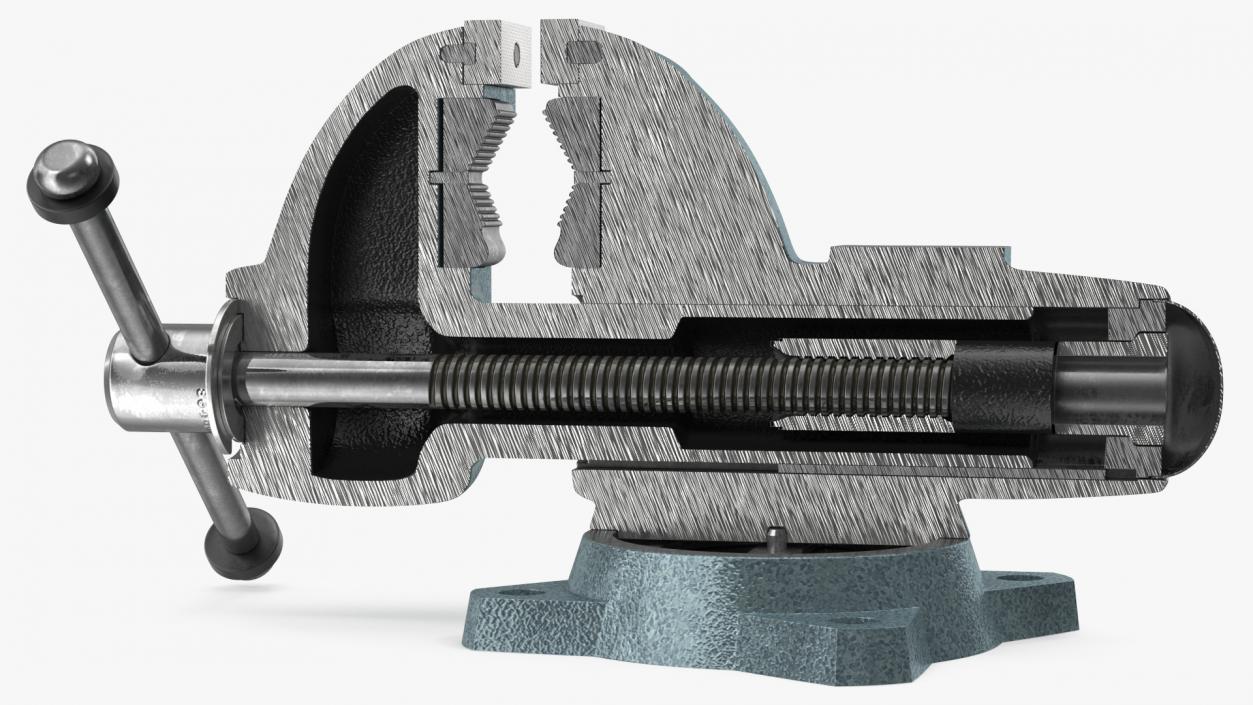 3D Wilton Bench Vise Cross Section Rigged model