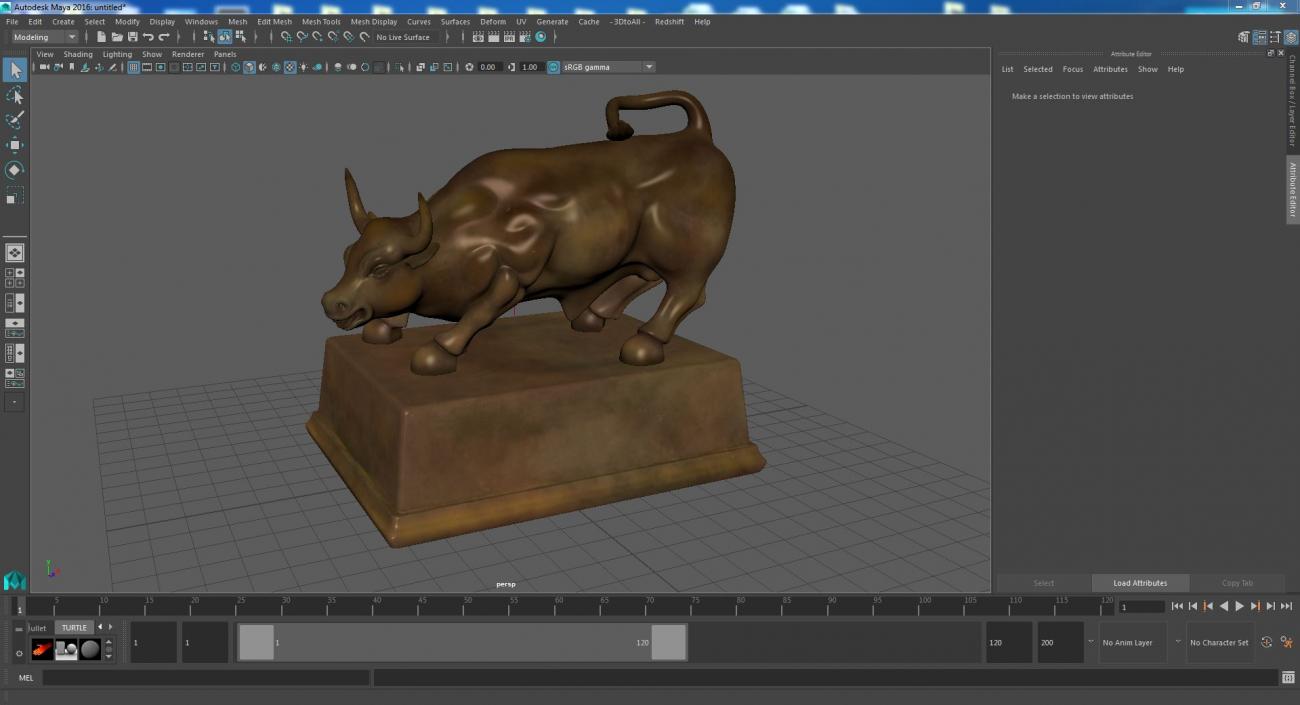 3D Bronze Bull Statue model