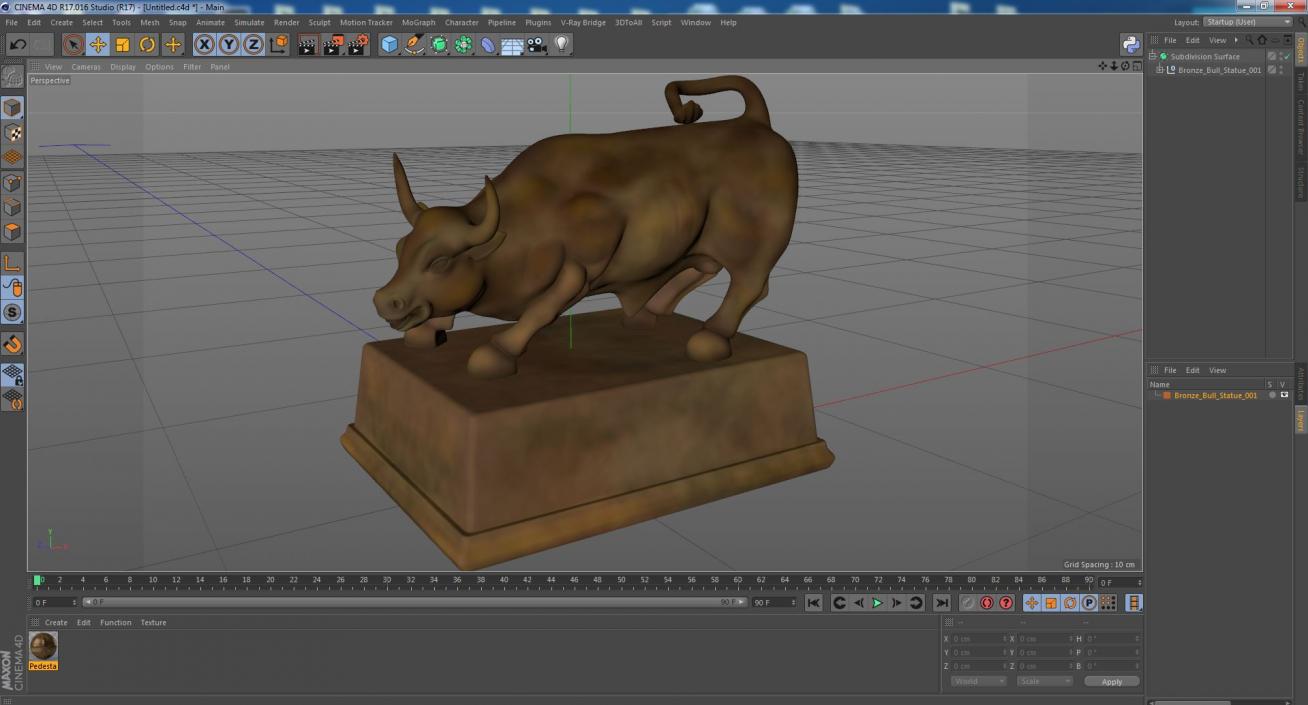 3D Bronze Bull Statue model