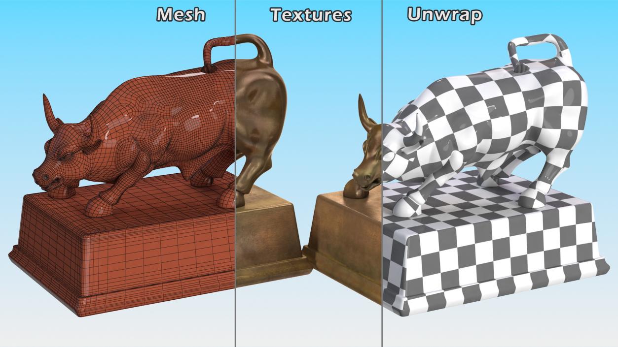 3D Bronze Bull Statue model