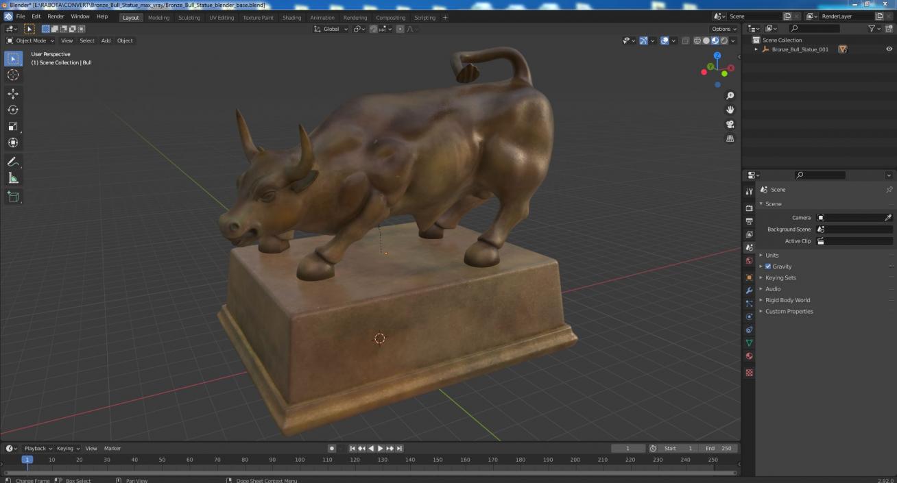 3D Bronze Bull Statue model