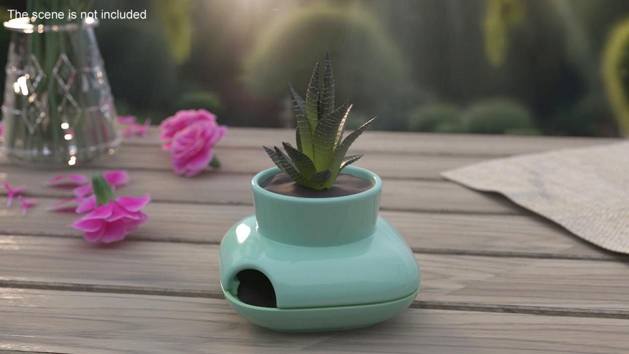 3D Stoneware Single Herb Pot Green