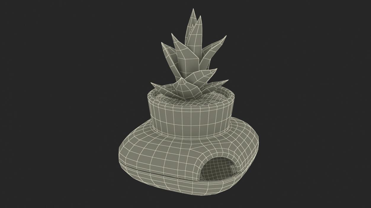 3D Stoneware Single Herb Pot Green