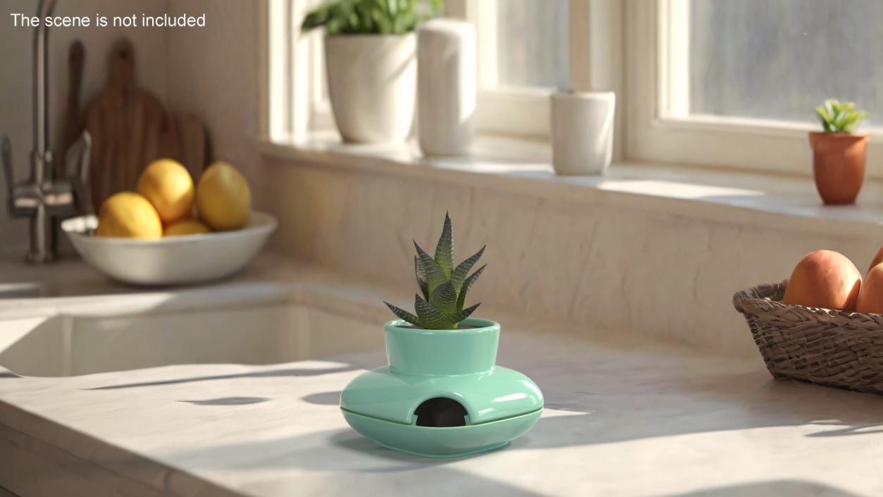 3D Stoneware Single Herb Pot Green