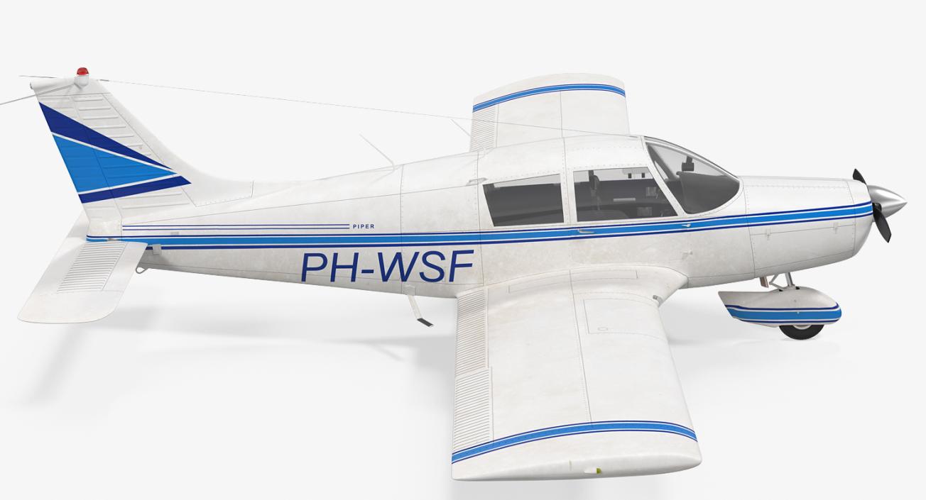 3D Civil Utility Aircraft Piper PA 28 Cherokee model