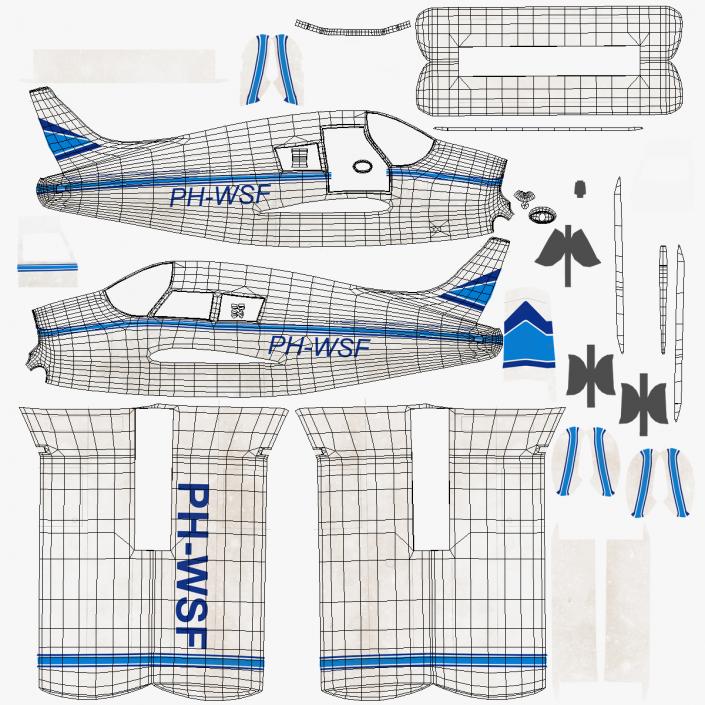 3D Civil Utility Aircraft Piper PA 28 Cherokee model