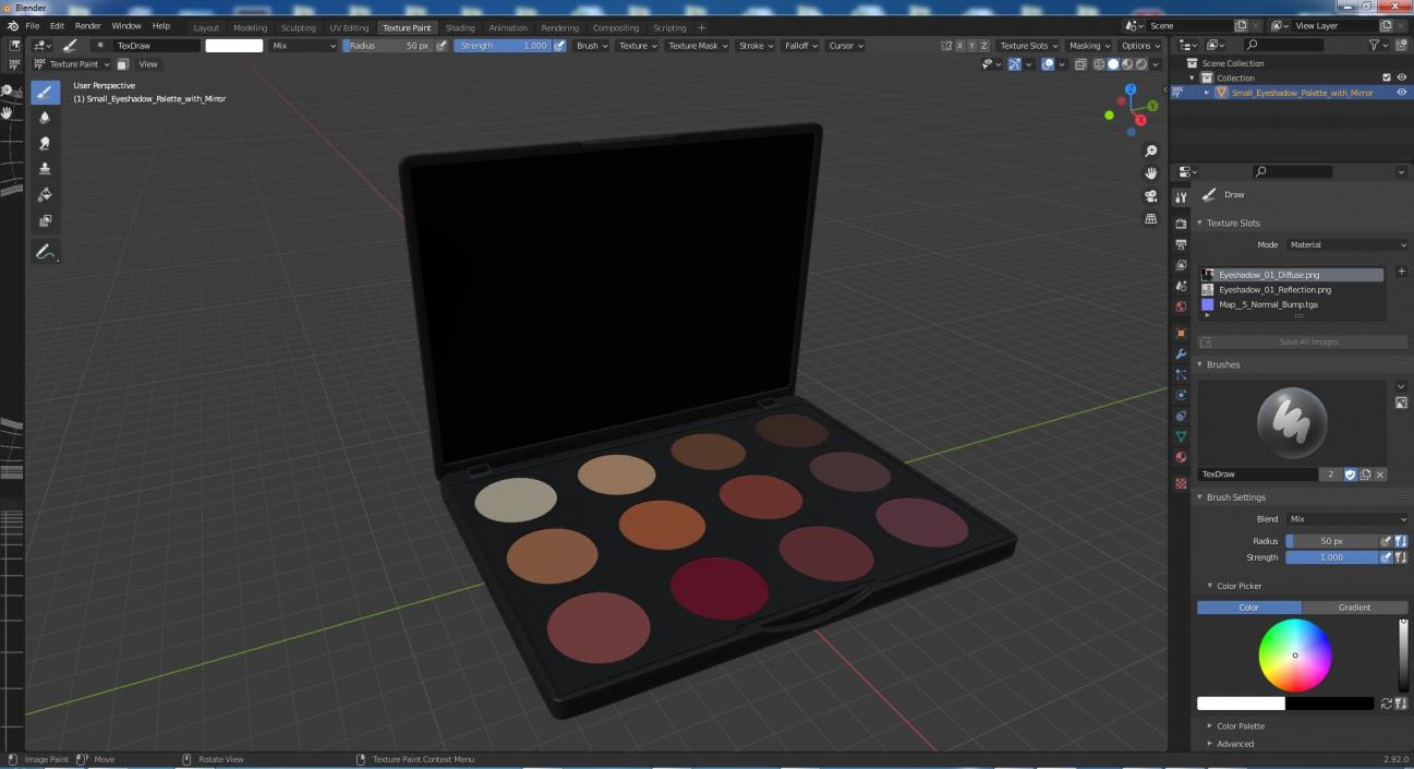 3D model Small Eyeshadow Palette with Mirror