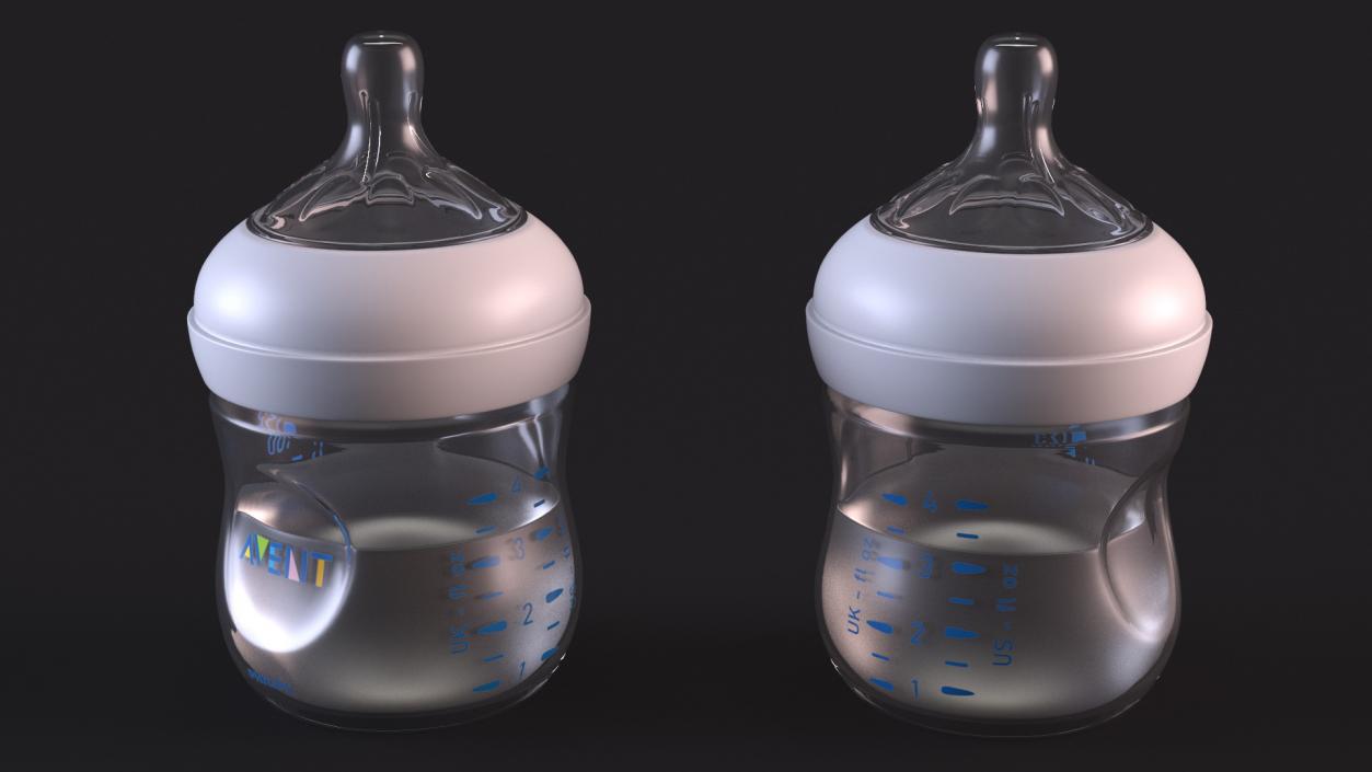 3D Philips Avent Baby Bottle with Milk and Nipple