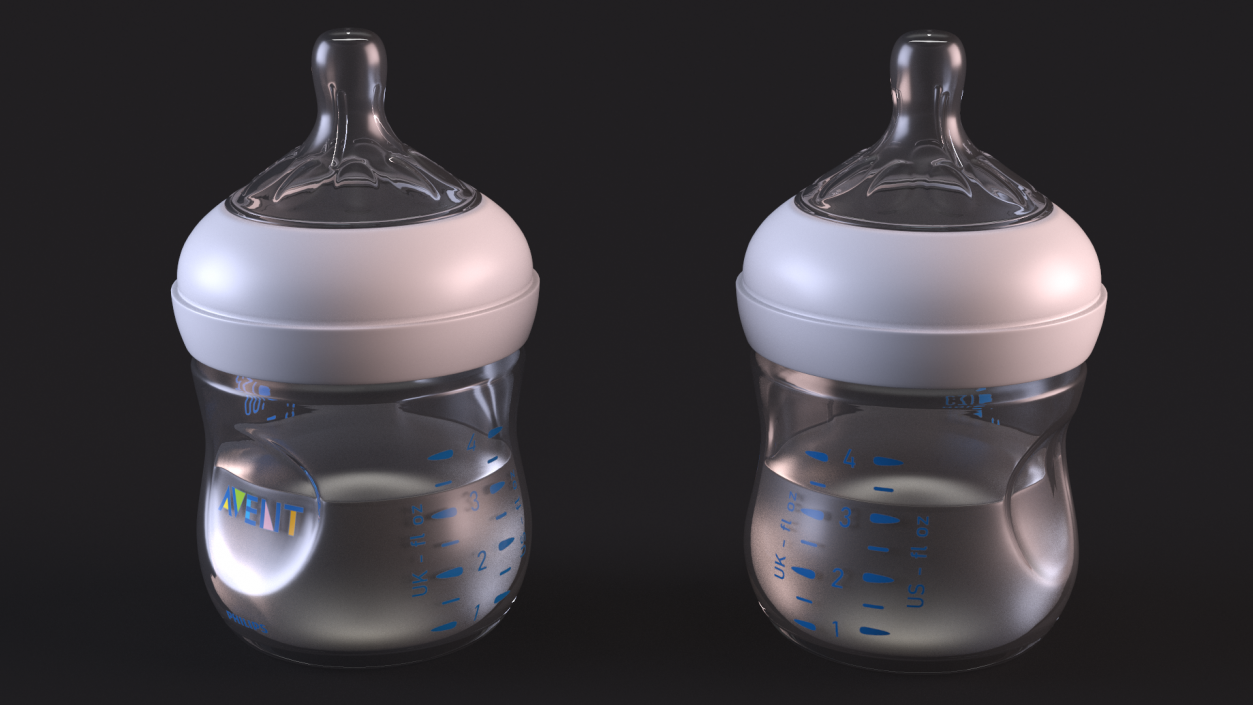 3D Philips Avent Baby Bottle with Milk and Nipple