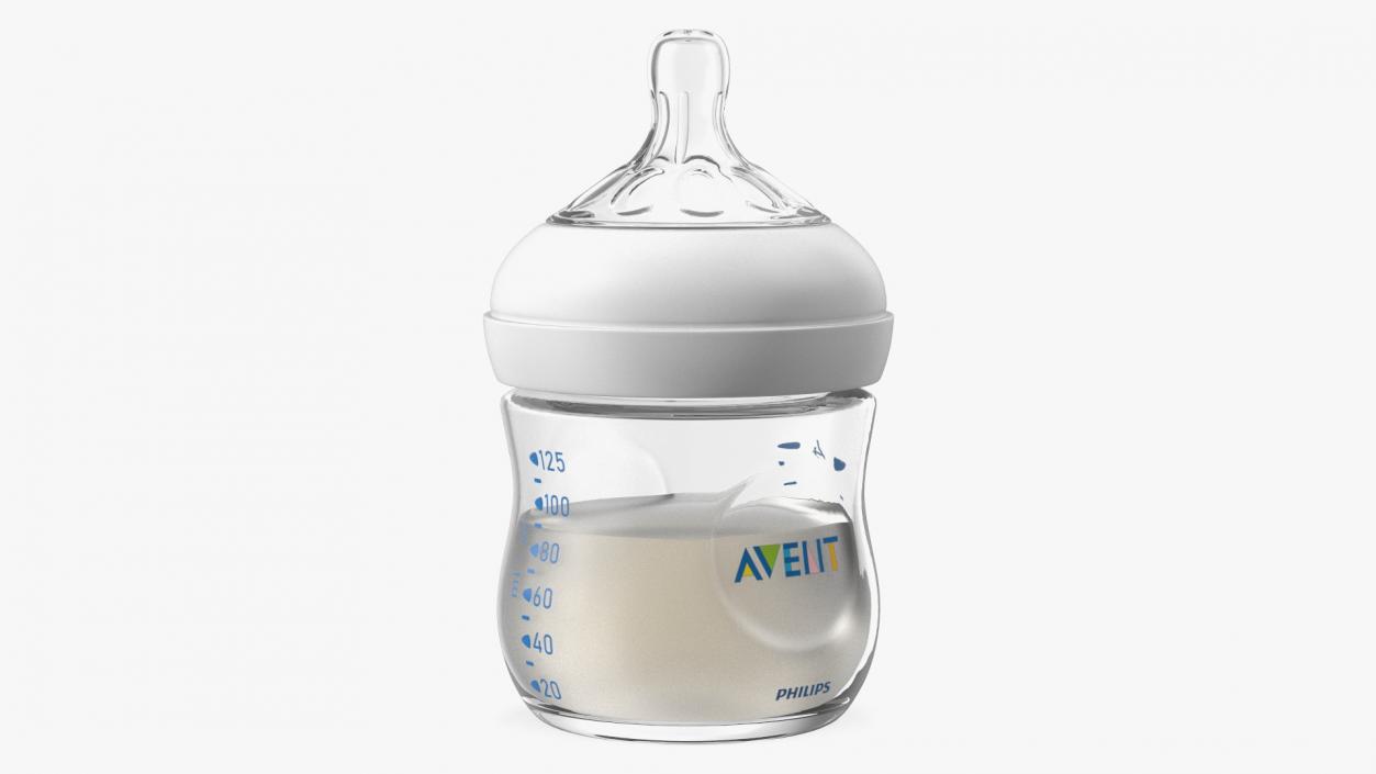 3D Philips Avent Baby Bottle with Milk and Nipple