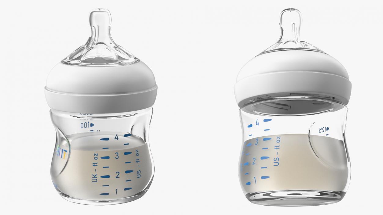 3D Philips Avent Baby Bottle with Milk and Nipple