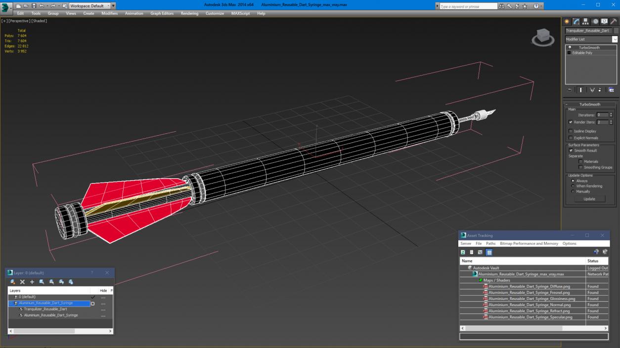 3D Aluminium Reusable Dart Syringe