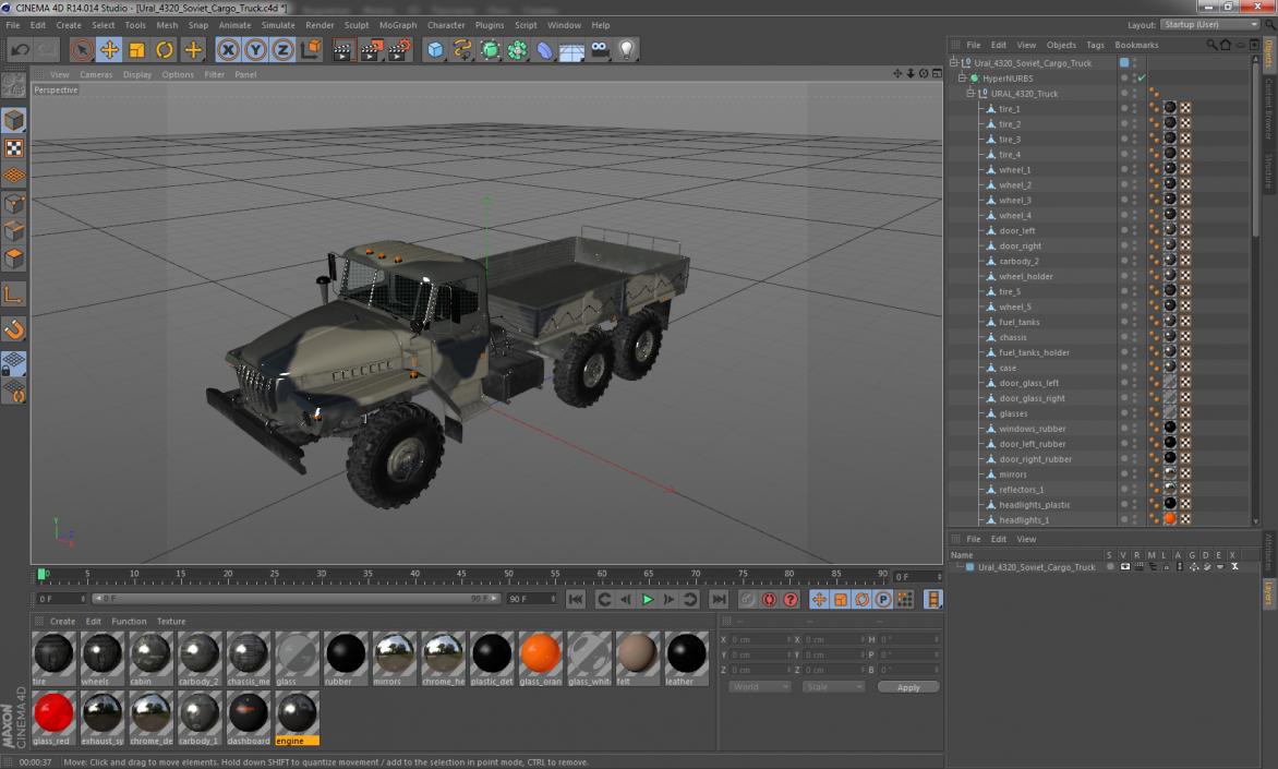 3D Ural 4320 Soviet Cargo Truck model