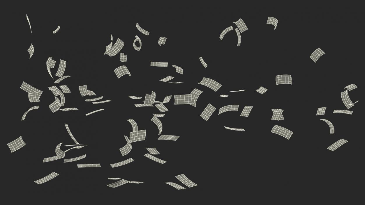 Flying Dollar Bills 3D model