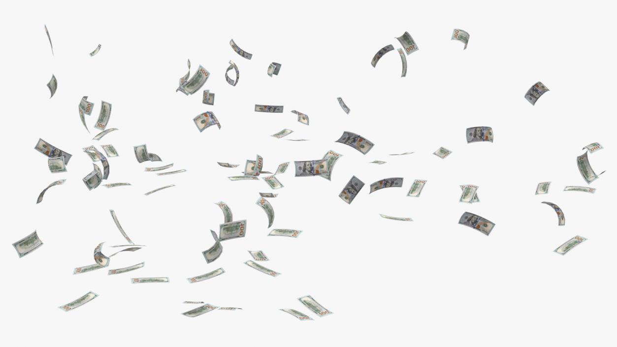 Flying Dollar Bills 3D model